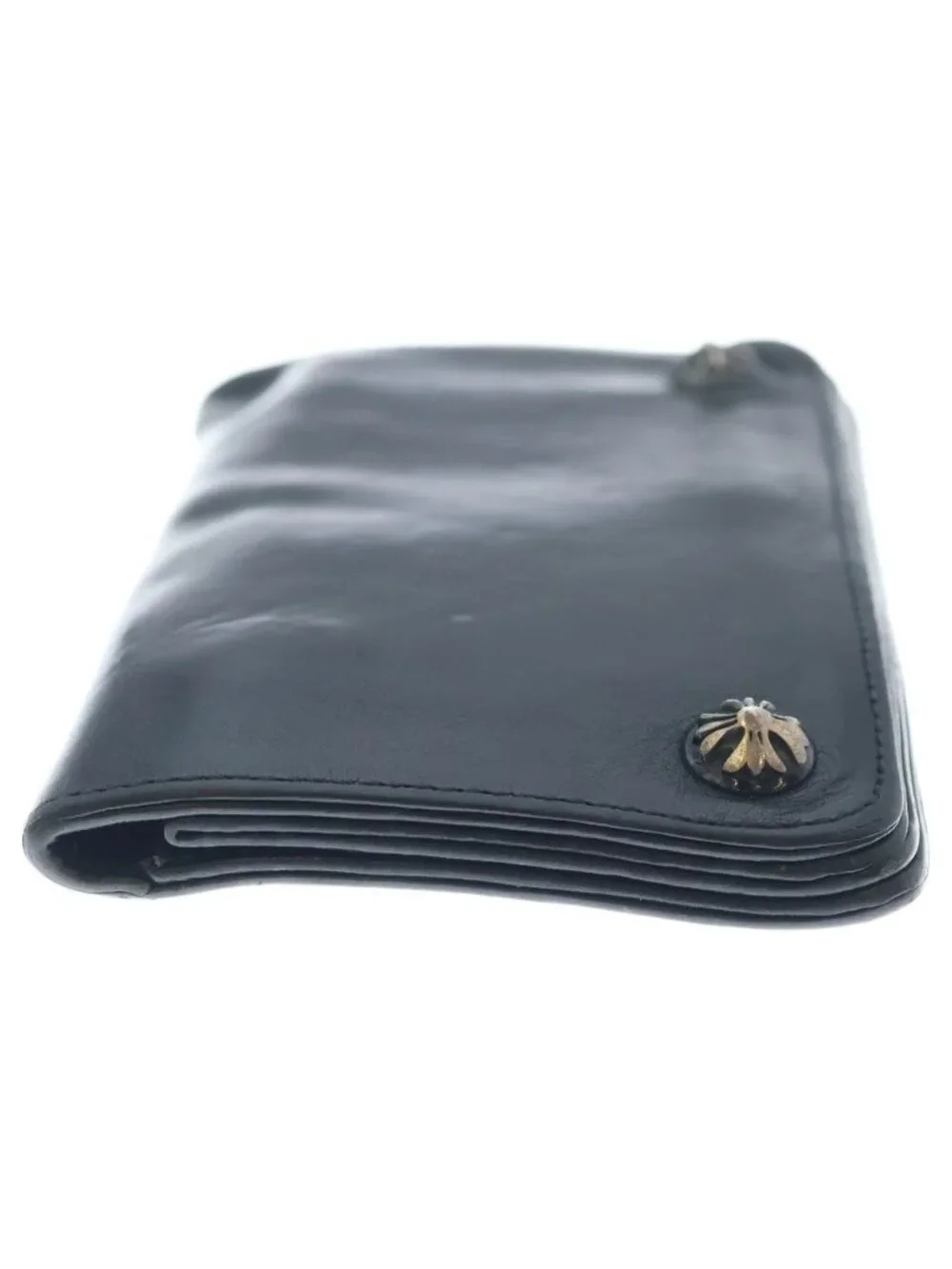 Chrome Hearts Cross Ball Button Leather Wallet Black